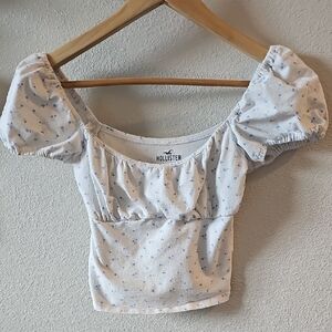 Hollister White Puff Sleeve Crop Blouse